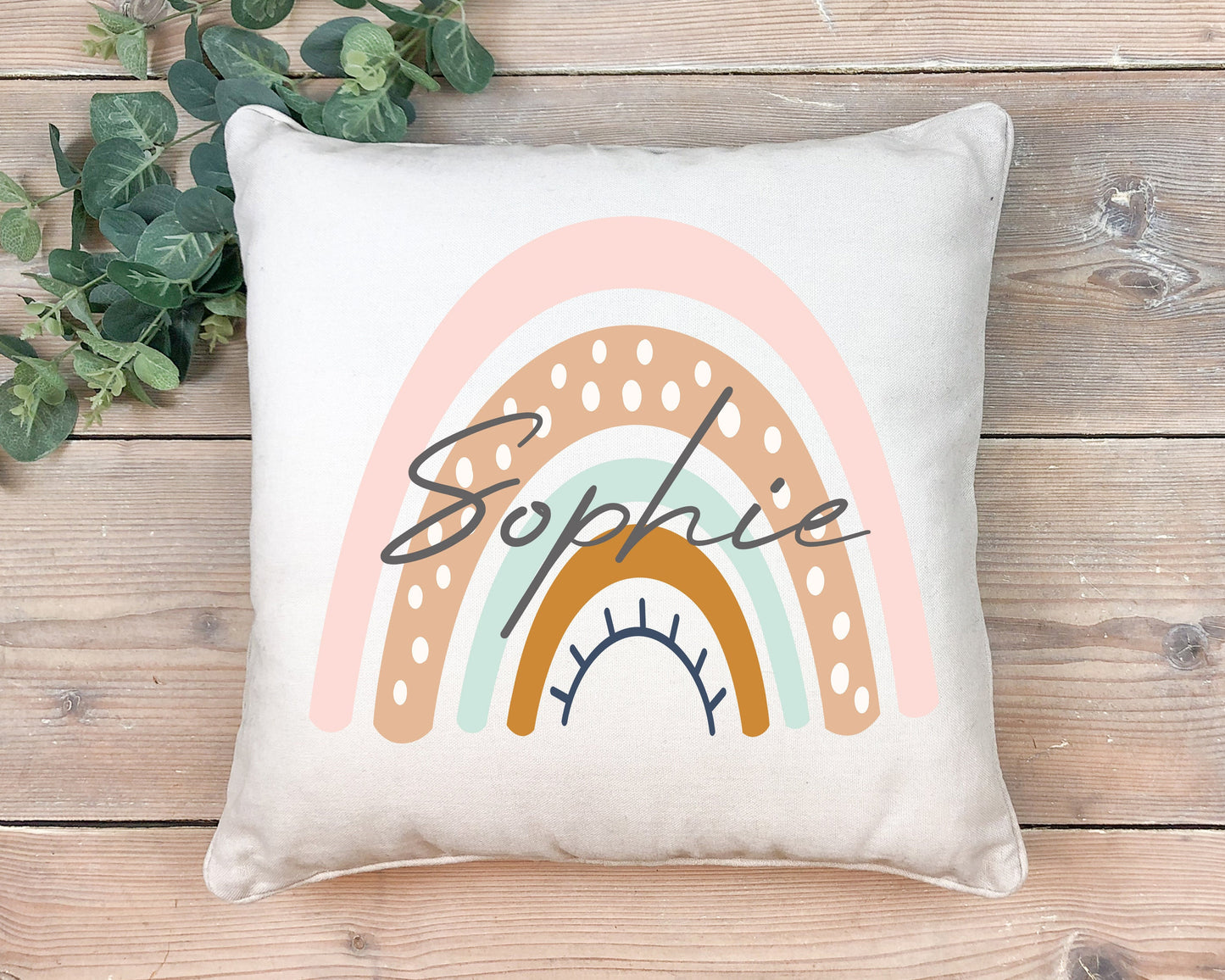 Personalised Rainbow Cushion / Boho Name Cushion / Home Decor / Minamilist Style Cushion / Nursery Decor