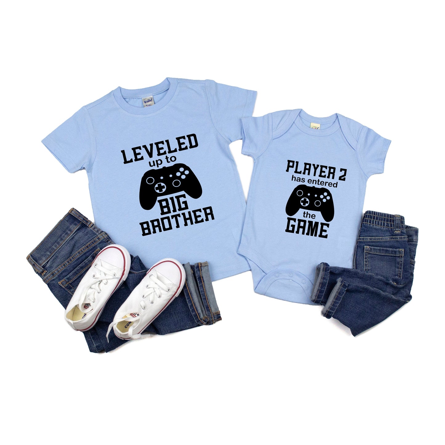 Big Brother Matching T-Shirts / Baby Vest Set / Leveled Up To big Brother Player 2 Little Brother New Baby Outfit