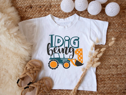 I Dig Being One Birthday T-Shirt Boys Birthday Tractor T-Shirt One Year Old Birthday Outfit Digger T-Shirt