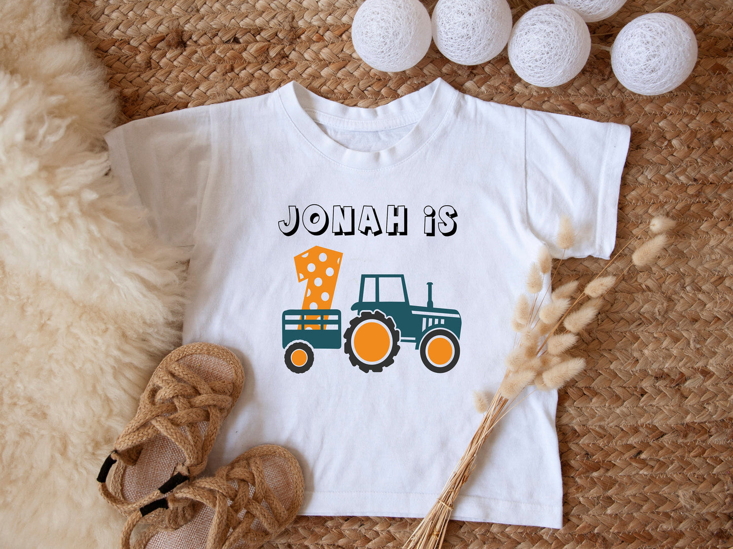 Personalised Birthday Tractor T-Shirt First Birthday Tractor Shirt Birthday Outfit