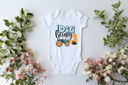 I Dig Being One Birthday T-Shirt Boys Birthday Tractor T-Shirt One Year Old Birthday Outfit Digger T-Shirt