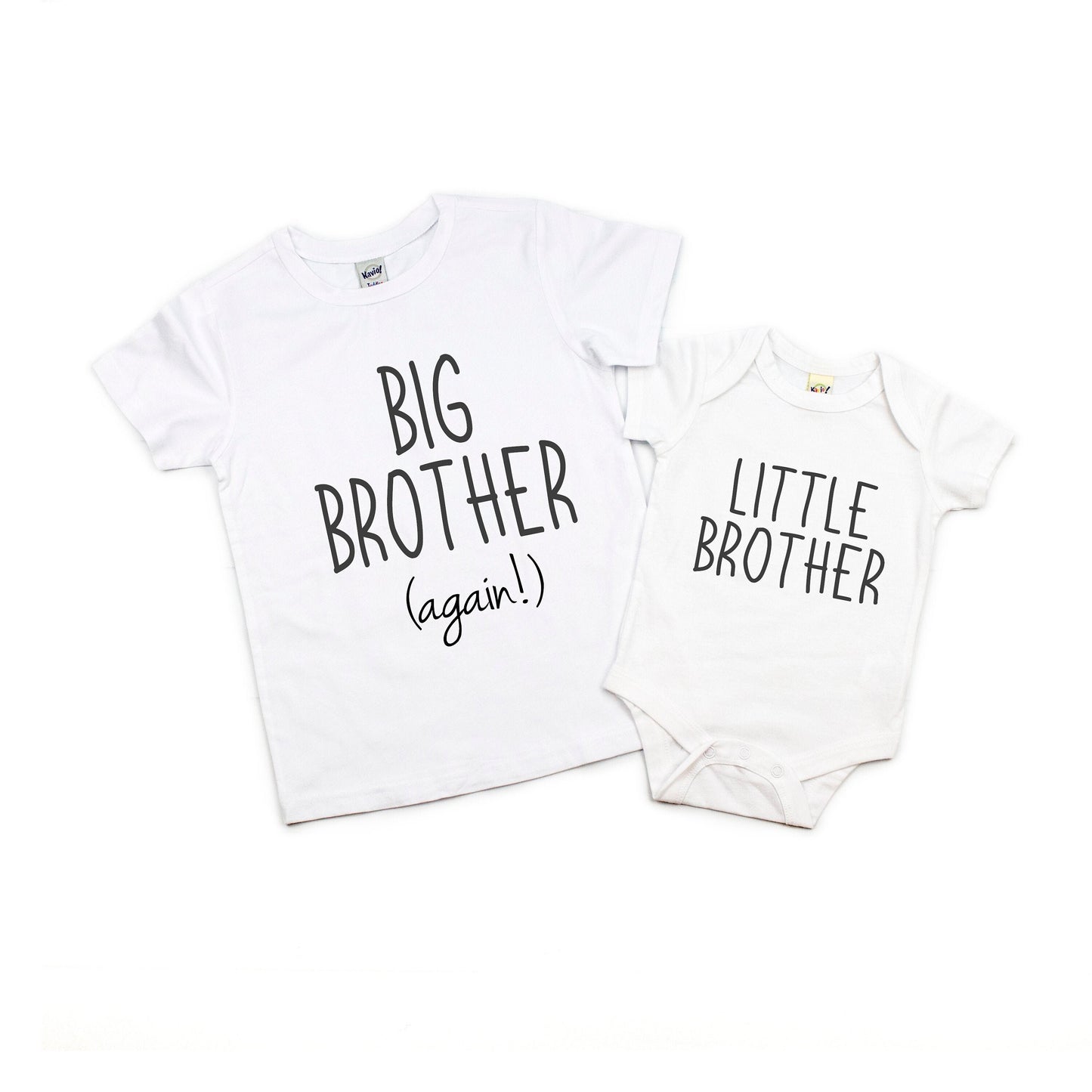 Big Brother Again T-Shirt & Little Brother Matching Shirts – New Baby Announcement Outfit – Sibling Shirts for Brothers