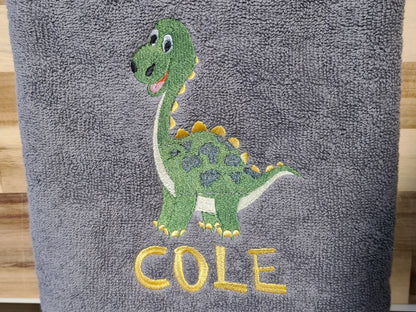 Dinosaur Brontosaurus Towel / Childrens Personalised Dinosaur Gift / Personalised Hand Bath Towel Sheet / Childrens Towel / Bath Time Gift