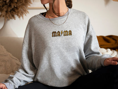 Embroidered MaMa Sweatshirt / Rock And Roll Mum Sweatshirt / Nostalgic Unisex Jumper
