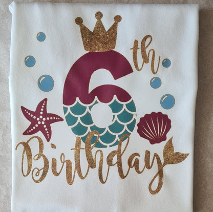 Mermaid Birthday T-Shirt / Mermaid Glitter Girls Birthday Shirt / Girls Birthday T-Shirt / Unique Birthday Gift