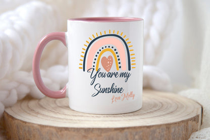 Personalised Rainbow Mug, You Are My Sunshine, Gifts For Her,