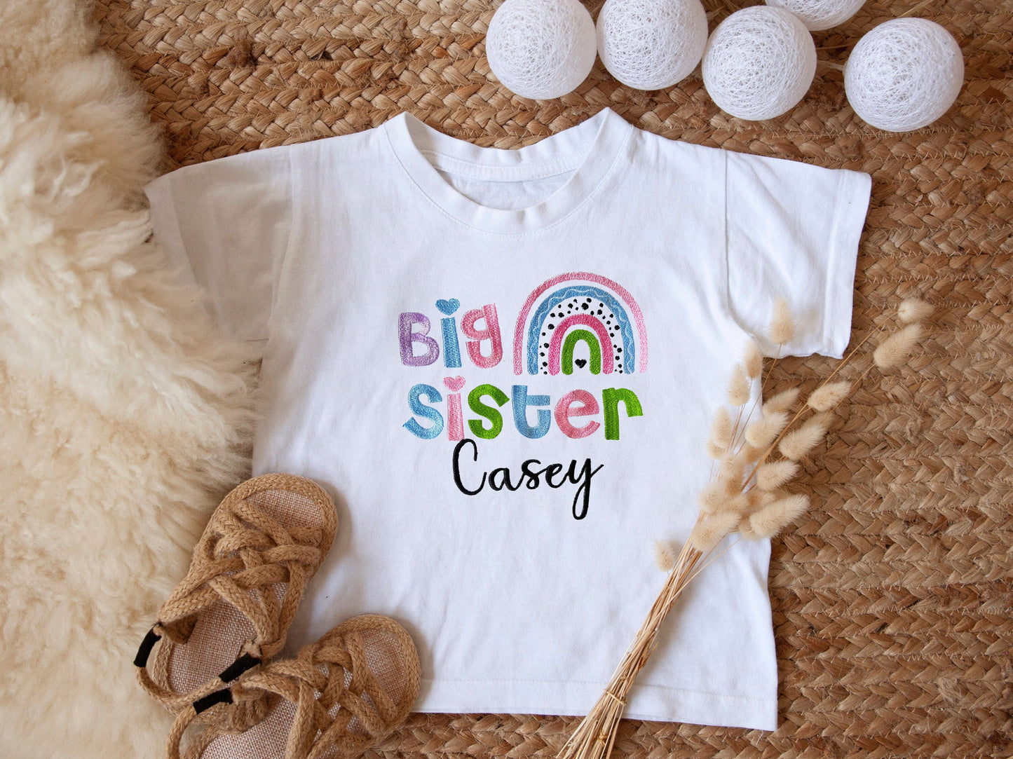 Big Sister Rainbow T-Shirt / Boho Childrens Tee / Pastel Kids Tshirt / Pregnancy Announcement / New Baby Outfit