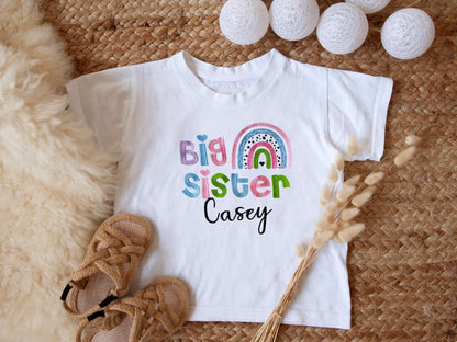 Big Sister Rainbow T-Shirt / Boho Childrens Tee / Pastel Kids Tshirt / Pregnancy Announcement / New Baby Outfit