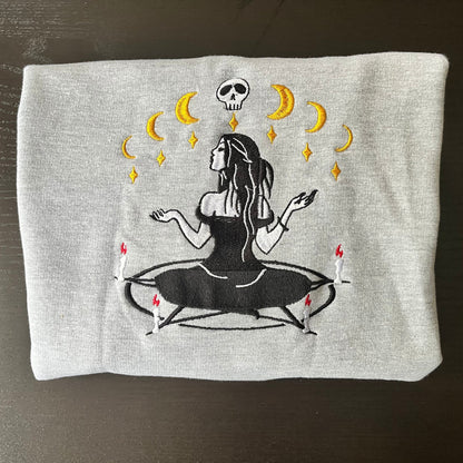 Witchy Moon Phase Sweatshirt / Embroidered Witchy Jumper / Nostalgic Unisex Jumper