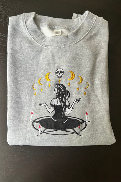 Witchy Moon Phase Sweatshirt / Embroidered Witchy Jumper / Nostalgic Unisex Jumper