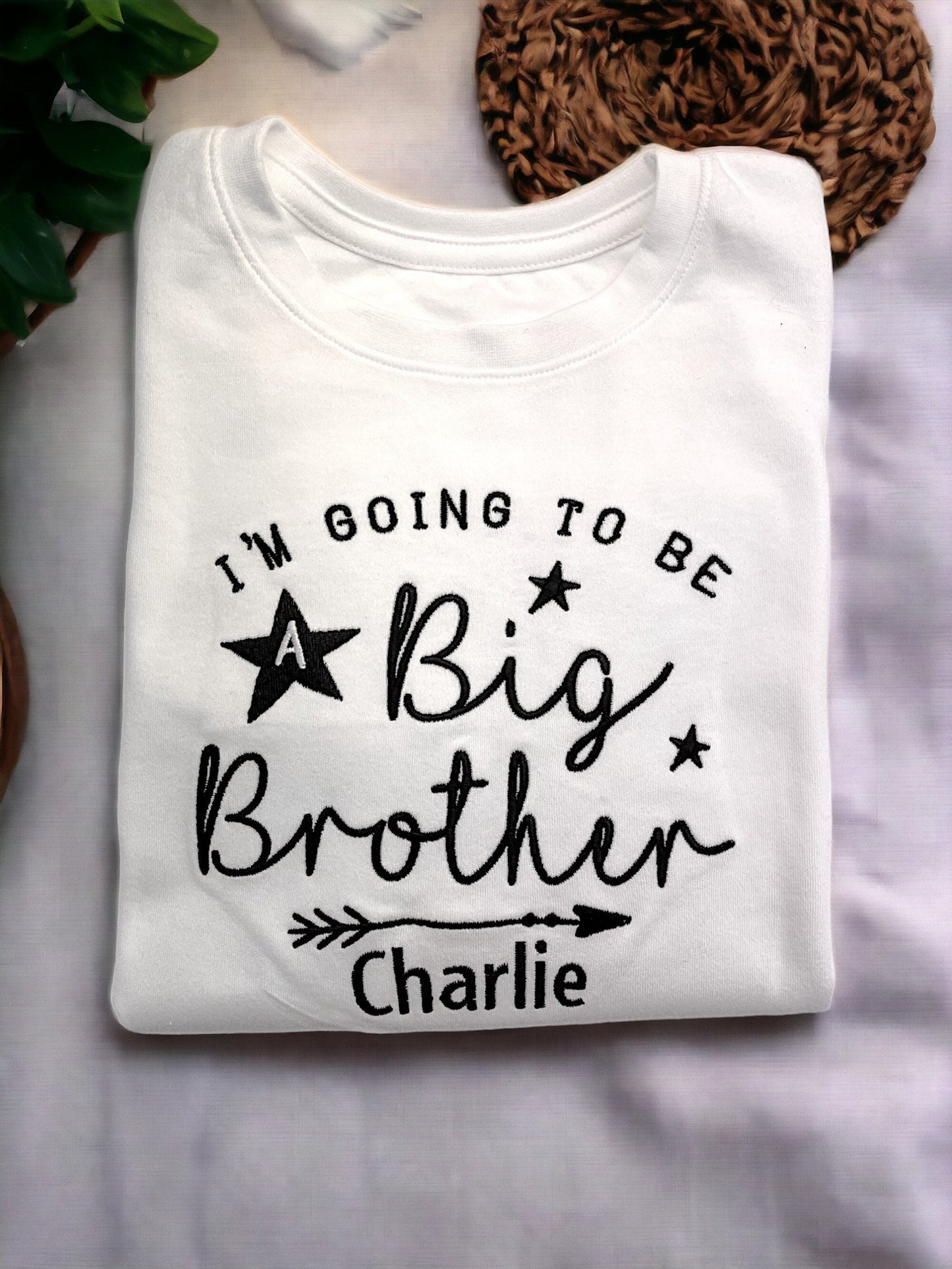 Embroidered Personalised Big Brother T-Shirt / Sibling T-Shirt / Pregnancy Announcement Tee / New Baby Reveal