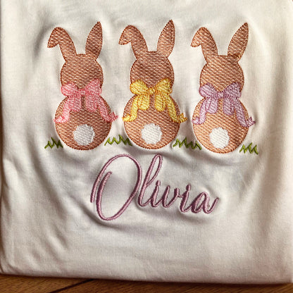 Personalised Embroidered Easter bunny T-Shirt | Easter Holiday Shirt | Kids Personalised Rabbit T-Shirt