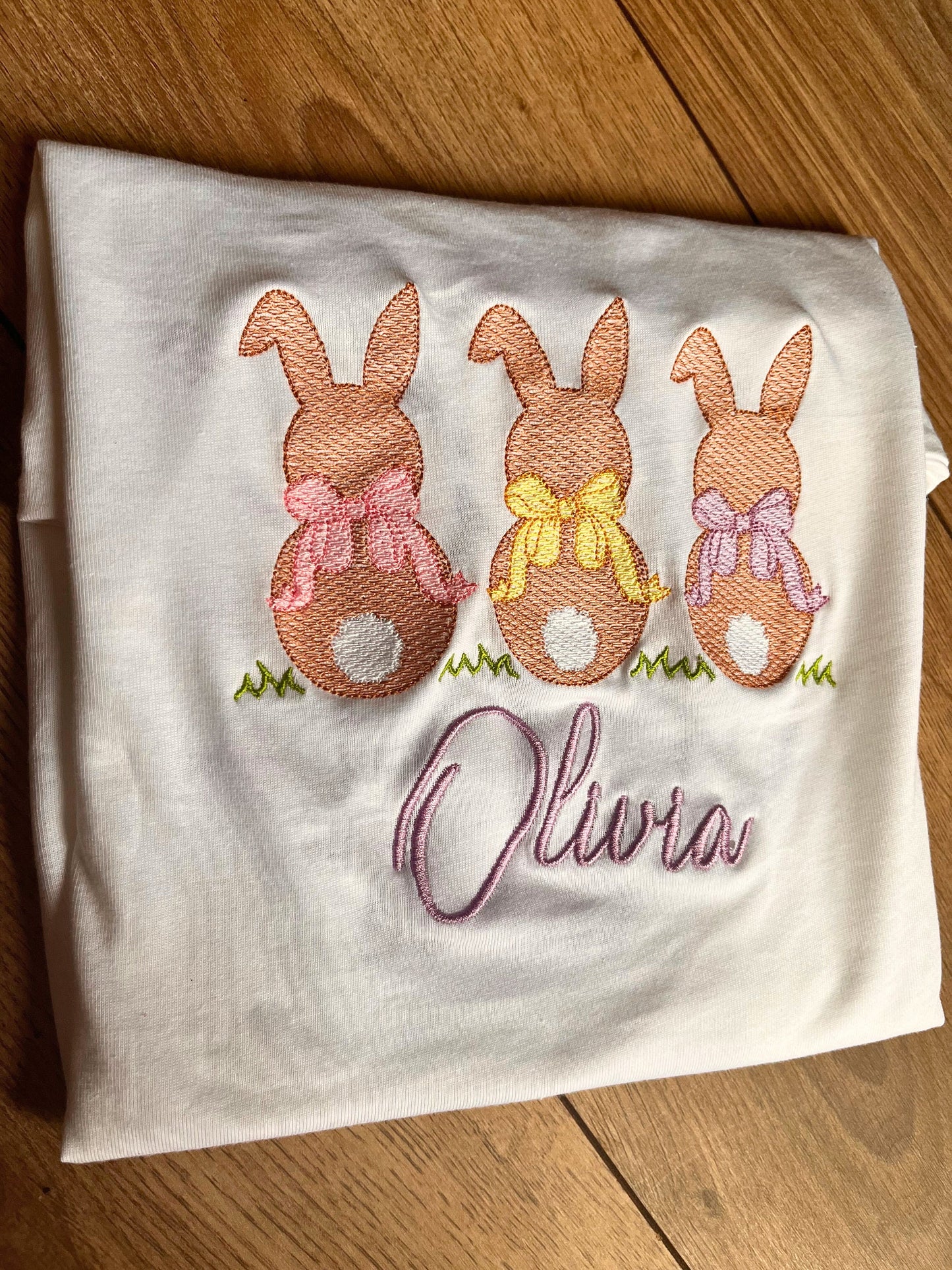 Personalised Embroidered Easter bunny T-Shirt | Easter Holiday Shirt | Kids Personalised Rabbit T-Shirt