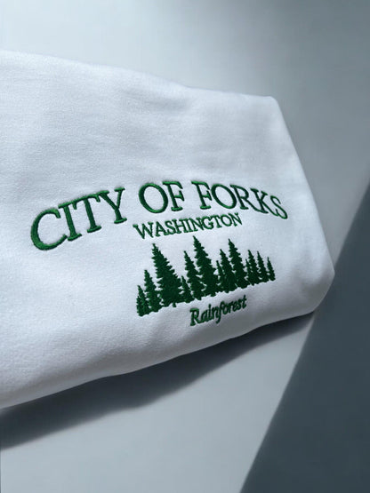City of Forks embroidered jumper, washington sweatshirt, vampire gift twilight
