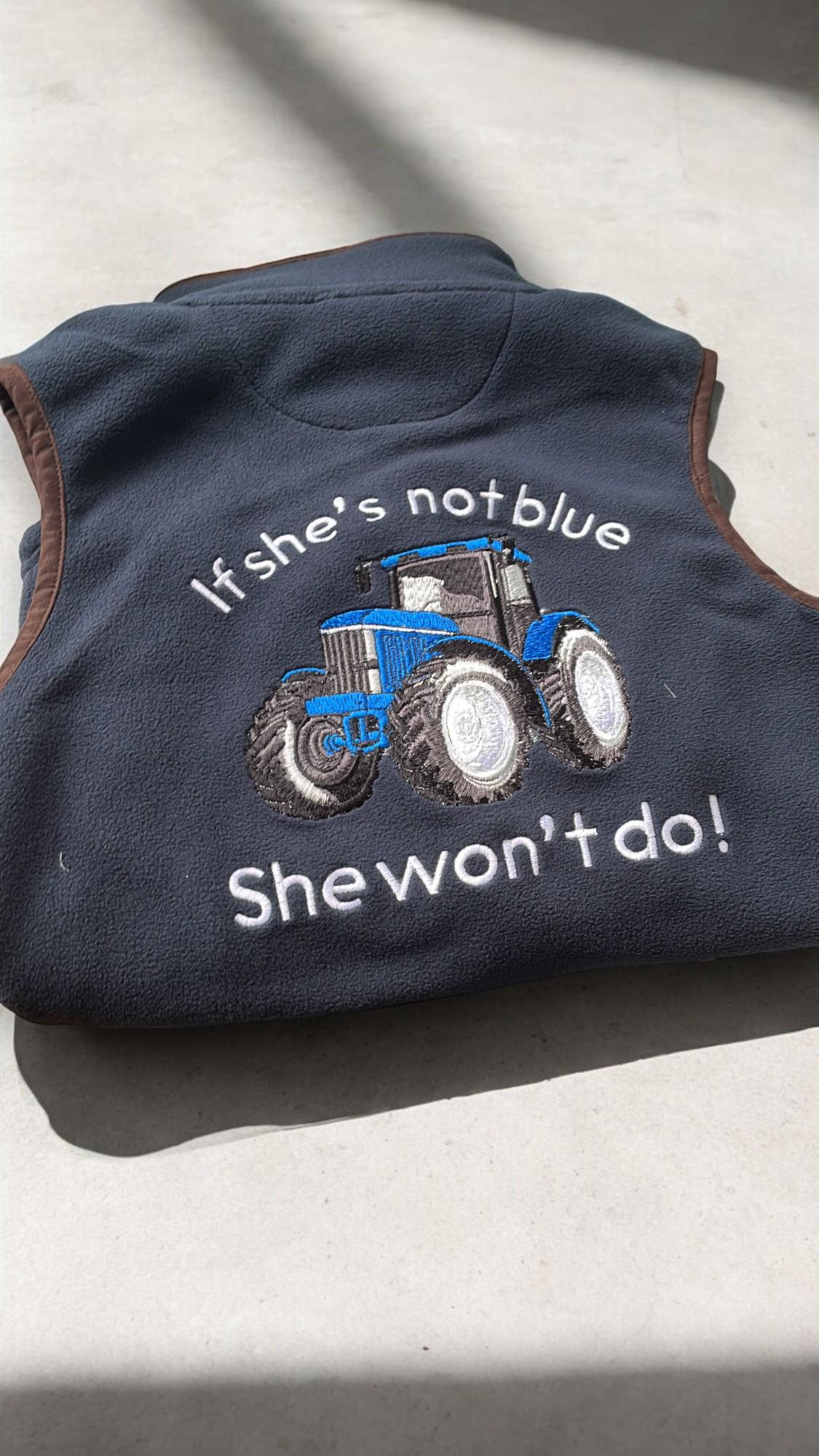 Personalised kids tractor gilet, kids navy embroidered gilet, kids sizes aged 1-12 years