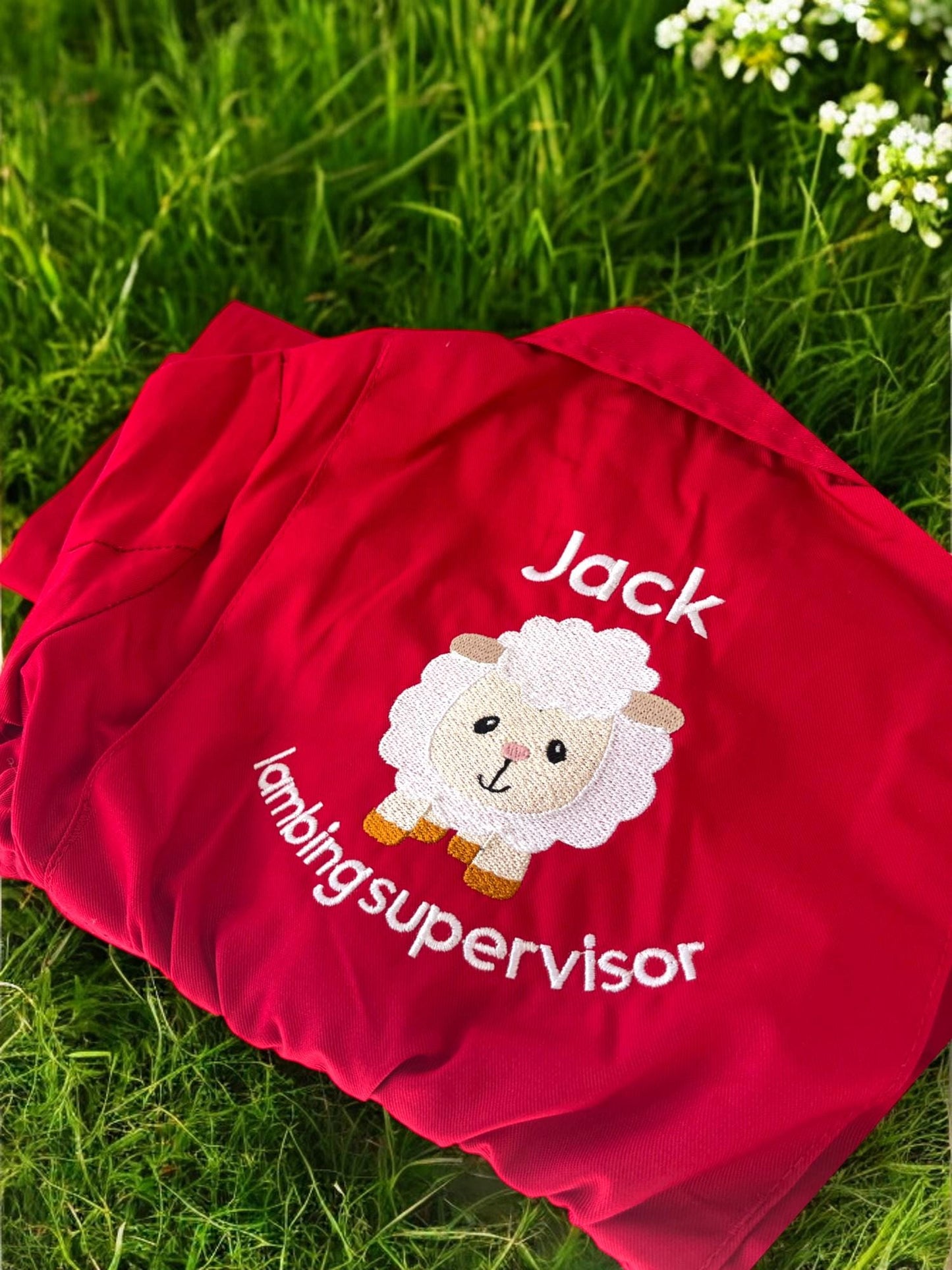 Personalised Kids Embroidered Lamb Coveralls, Play Boilersuit