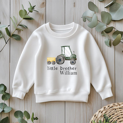 Big Brother Tractor Sweatshirt – Cotton Farm Theme Toddler Pullover