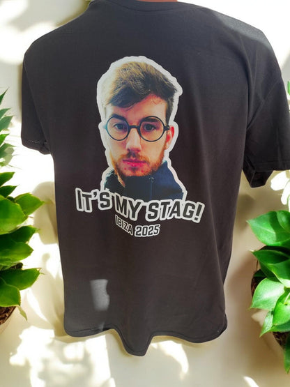 Personalised Stag T-Shirt – Custom Face Stag Do Party Shirt – Bachelor Night Gift – Engagement Celebration Apparel