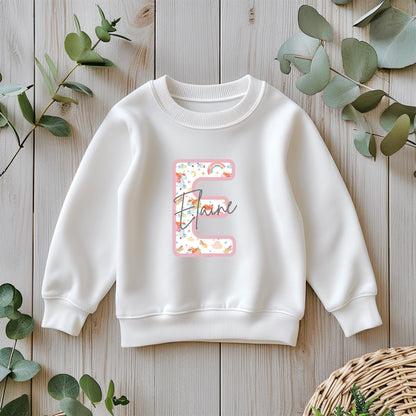 Personalised name initial unicorn pattern T-Shirt / Unicorn Childrens Tee / Pastel Kids Tshirt / Custom Children Clothing