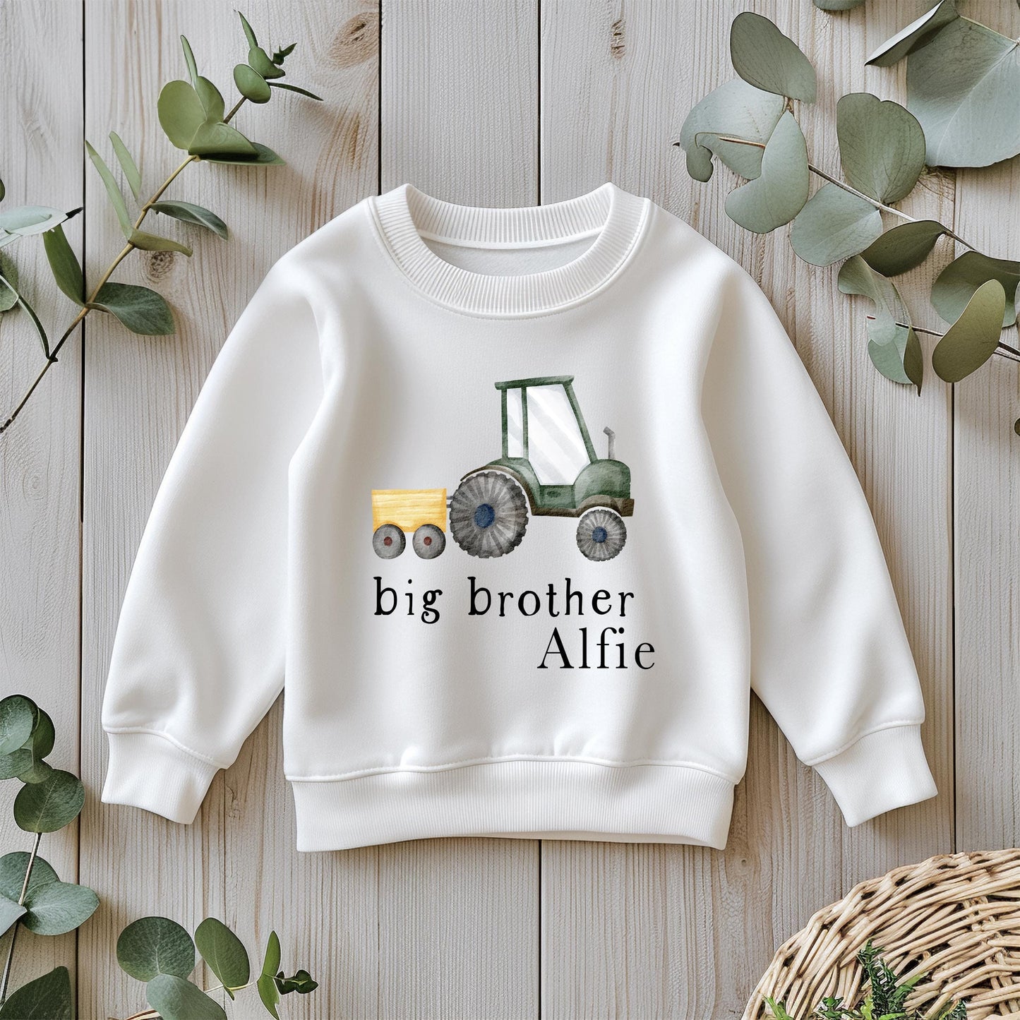 Big Brother Tractor Sweatshirt – Cotton Farm Theme Toddler Pullover