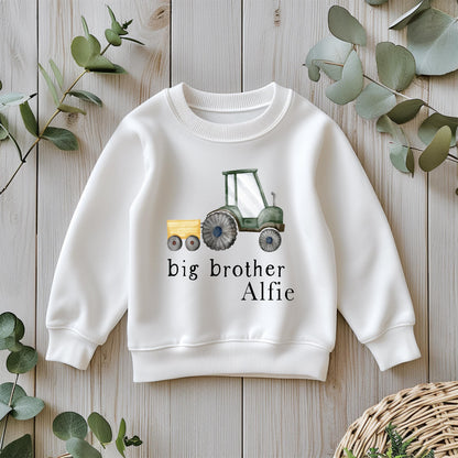 Big Brother Tractor Sweatshirt – Cotton Farm Theme Toddler Pullover