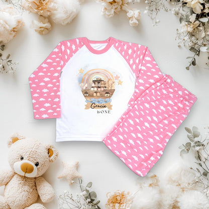 Personalised Kids Noah's Ark Pyjamas - Custom Name PJs with Animal Print - Cute and Cozy Sleepwear - Toddler & Baby Gift
