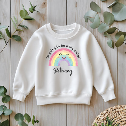 I'm going to be a big Sister Rainbow T-Shirt / Boho Childrens Tee / Pastel Kids Tshirt / Pregnancy Announcement / New Baby Outfit