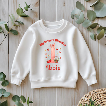 Personalised One strawberry T-Shirt / Strawberry theme birthday sweatshirt / Berry 1st birthday Outfit / Birthday Outfit