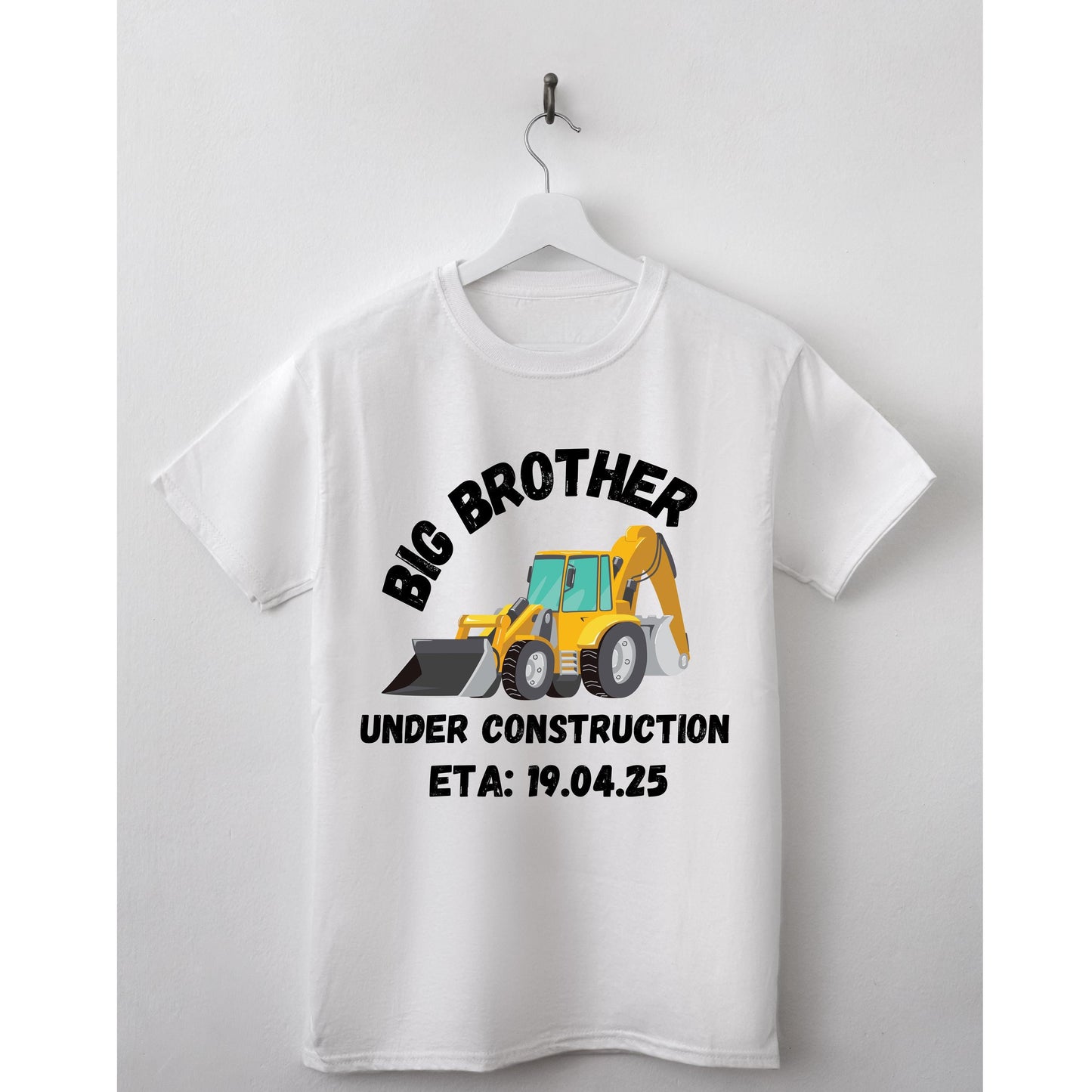 Big Brother Under Construction T-Shirt – Cute Pregnancy Announcement with Excavator – Toddler & Kids Construction Theme Tee