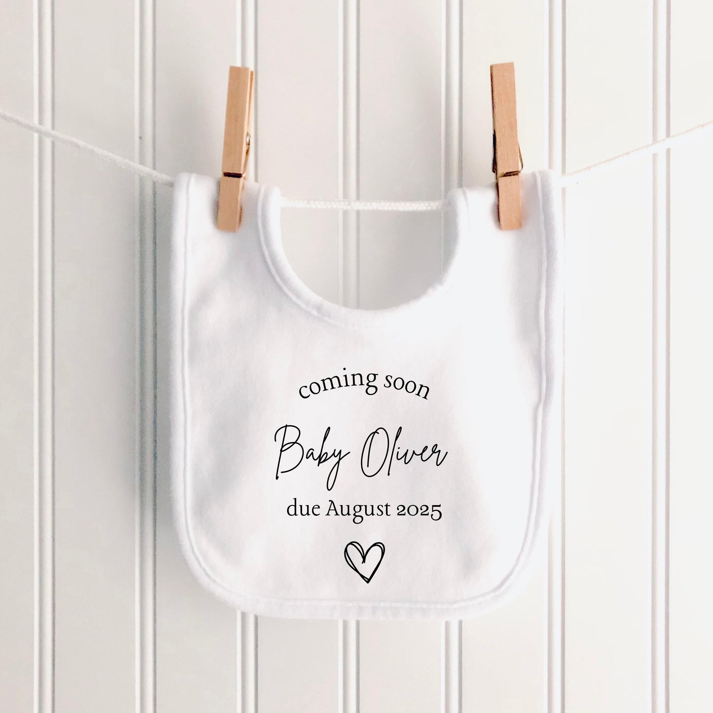 Personalised Baby Grow Vest Pregnancy Announcement Coming Soon Surname Due Date Pregnancy gift Reveal Baby Gift
