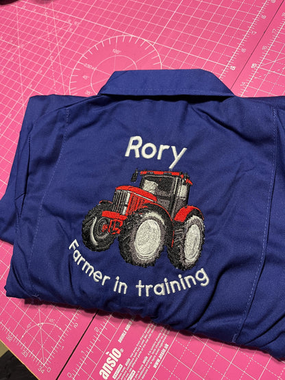 Kids farmer in training tractor overalls