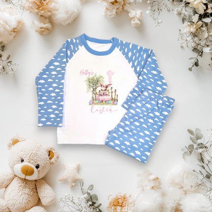 Personalised Kids Easter Pyjamas - Custom Bunny PJs - Printed Easter Sleepwear - Toddler & Child Easter Gift - Cute Rabbit Nightwear