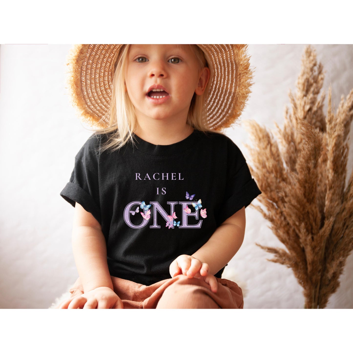Personalised One butterfly T-Shirt / Butterfly theme sweatshirt / Pastel purple Outfit / Birthday Outfit