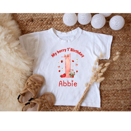 Personalised One strawberry T-Shirt / Strawberry theme birthday sweatshirt / Berry 1st birthday Outfit / Birthday Outfit