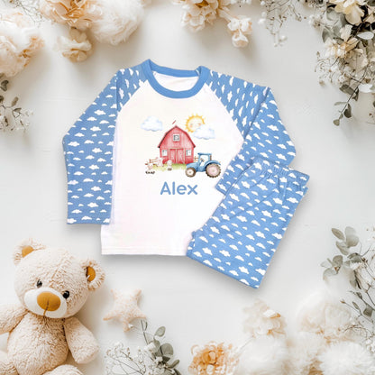 Personalised Birthday Farm Pyjamas / Pink Cloud PJs / When I Wake Up I Will Be One / Toddler Birthday Outfit / Farm Animal Theme Sleepwear