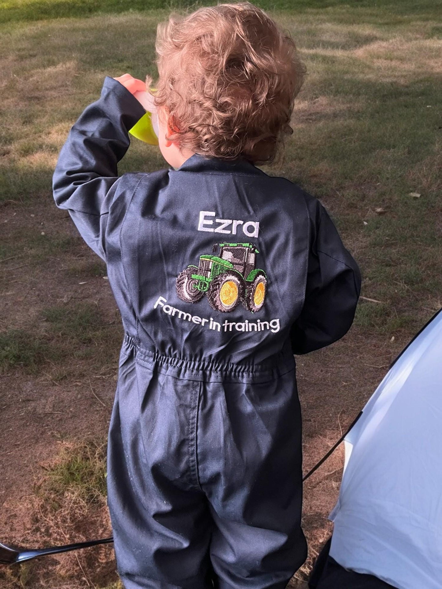 Kids farmer in training tractor overalls