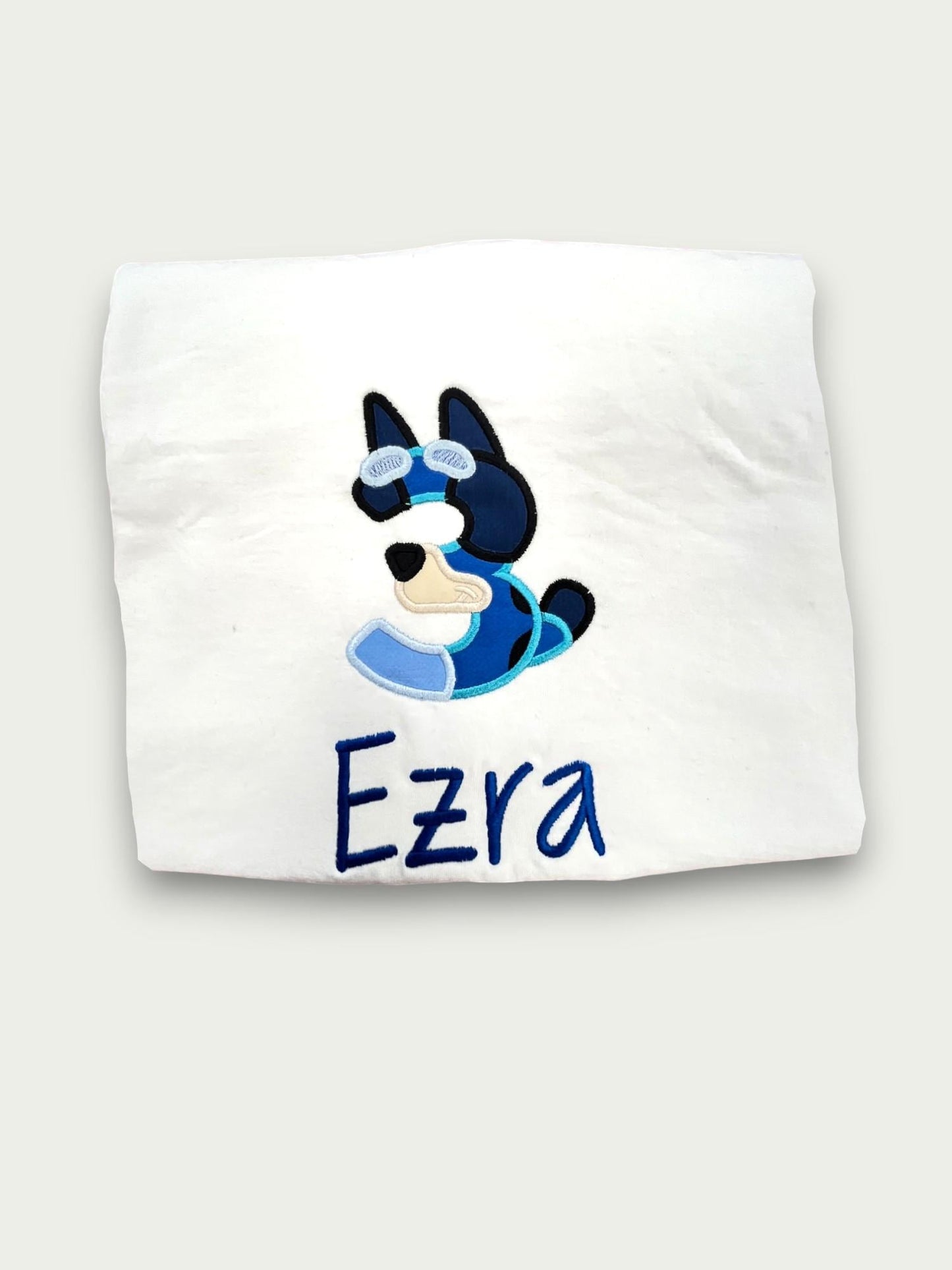Embroidered blue dog birthday t-shirt sweatshirt