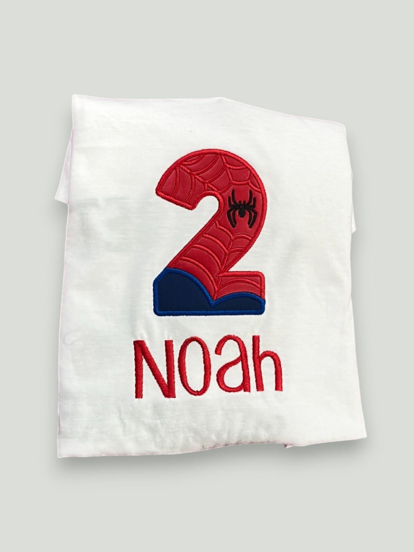 Embroidered personalised spider 2 birthday t-shirt, sweatshirt