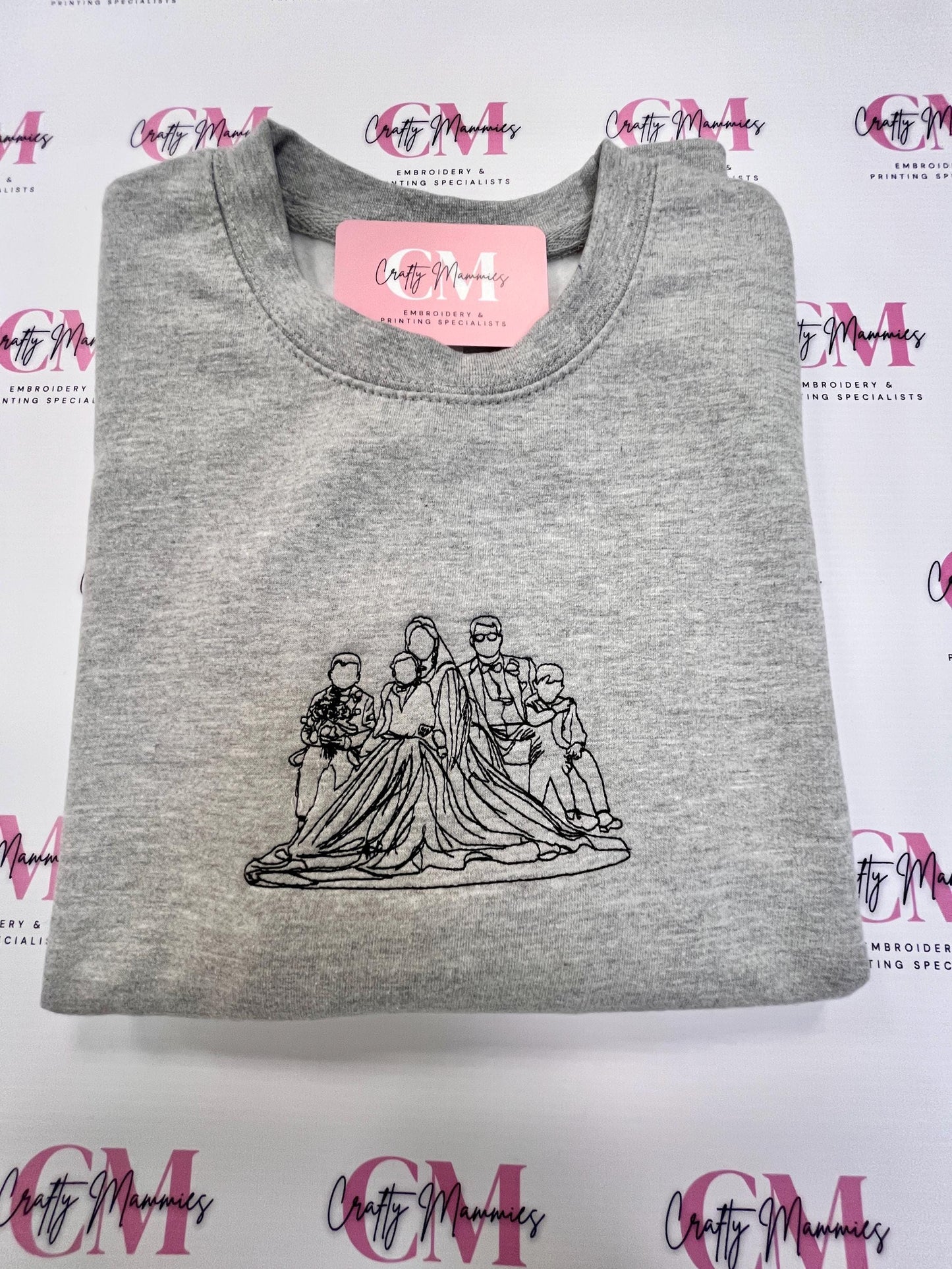 Embroidered custom portrait from photo sweatshirt, Family Portrait, Custom Anniversary Gift, Embroidered Gift, Father's day gift
