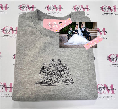 Embroidered custom portrait from photo sweatshirt, Family Portrait, Custom Anniversary Gift, Embroidered Gift, Father's day gift