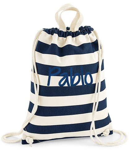 Personalised Nautical Drawstring Bag, Personalised Embroidered Swimming Bag, Rucksack, Gym Bag, Nursery Bag, Beach Bag, Fast Delivery, Gifts