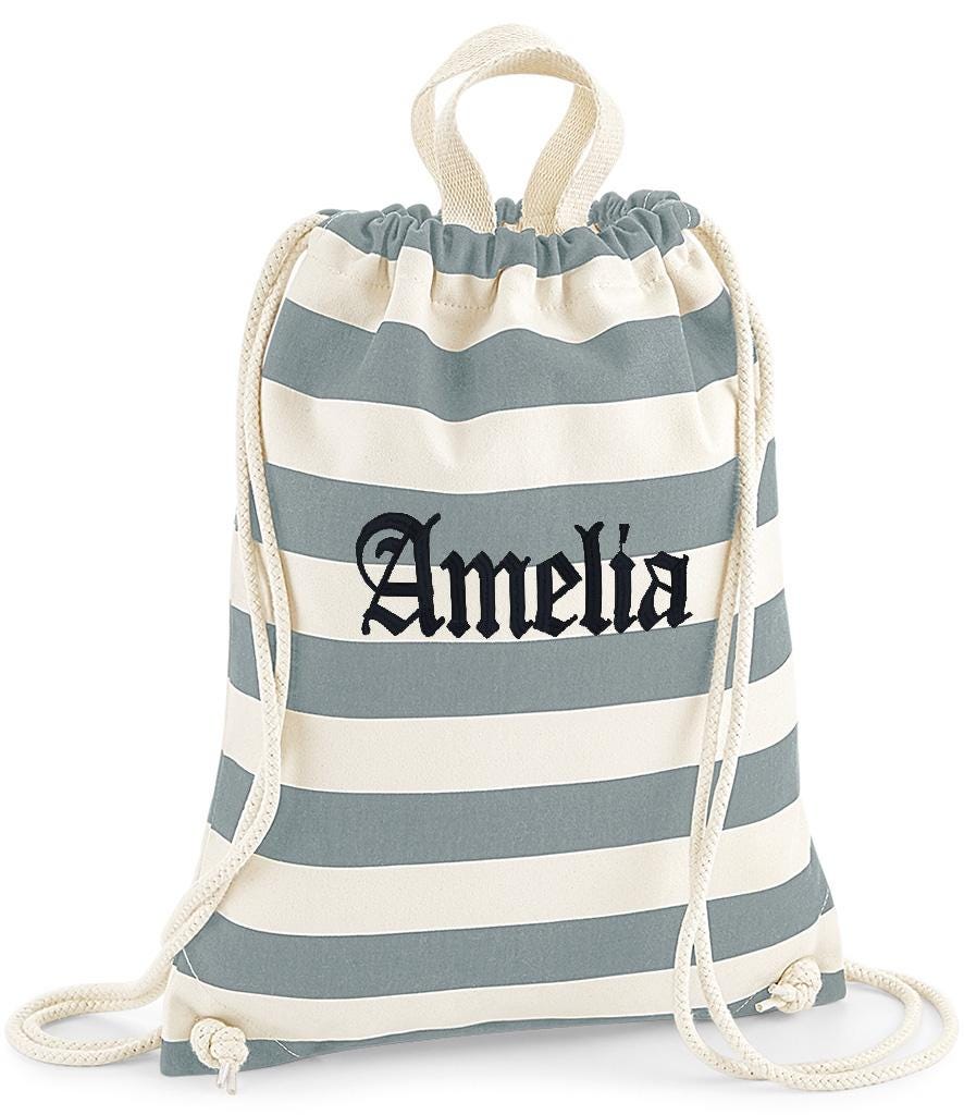 Personalised Nautical Drawstring Bag, Personalised Embroidered Swimming Bag, Rucksack, Gym Bag, Nursery Bag, Beach Bag, Fast Delivery, Gifts