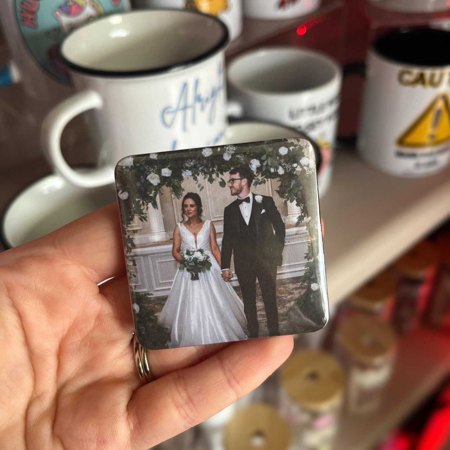 Custom Photo Magnets – Square Glossy – Set of 4/6/9/12 – Personalised Fridge Magnets From Your Photos – Gift for Grandparents & Families