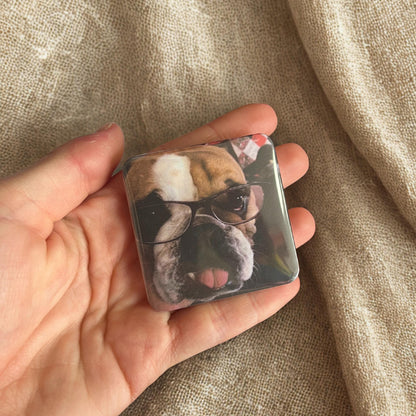 Custom Photo Magnets – Square Glossy – Set of 4/6/9/12 – Personalised Fridge Magnets From Your Photos – Gift for Grandparents & Families