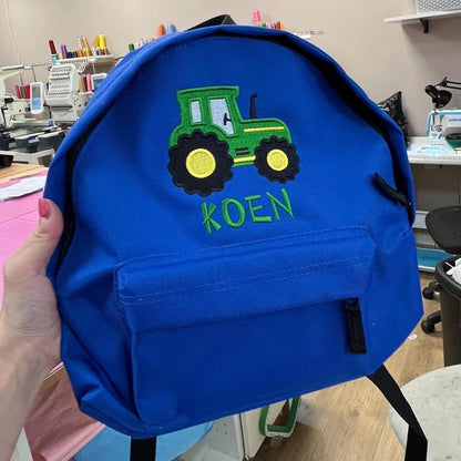 Personalized Tractor Backpack – Embroidered Kids Name Bag