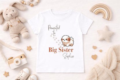 Promoted To Big Sister Shirt | Personalised Big Sister T-Shirt | Pregnancy Announcement Shirt | Big Sister Gift | Custom Sibling Reveal Tee