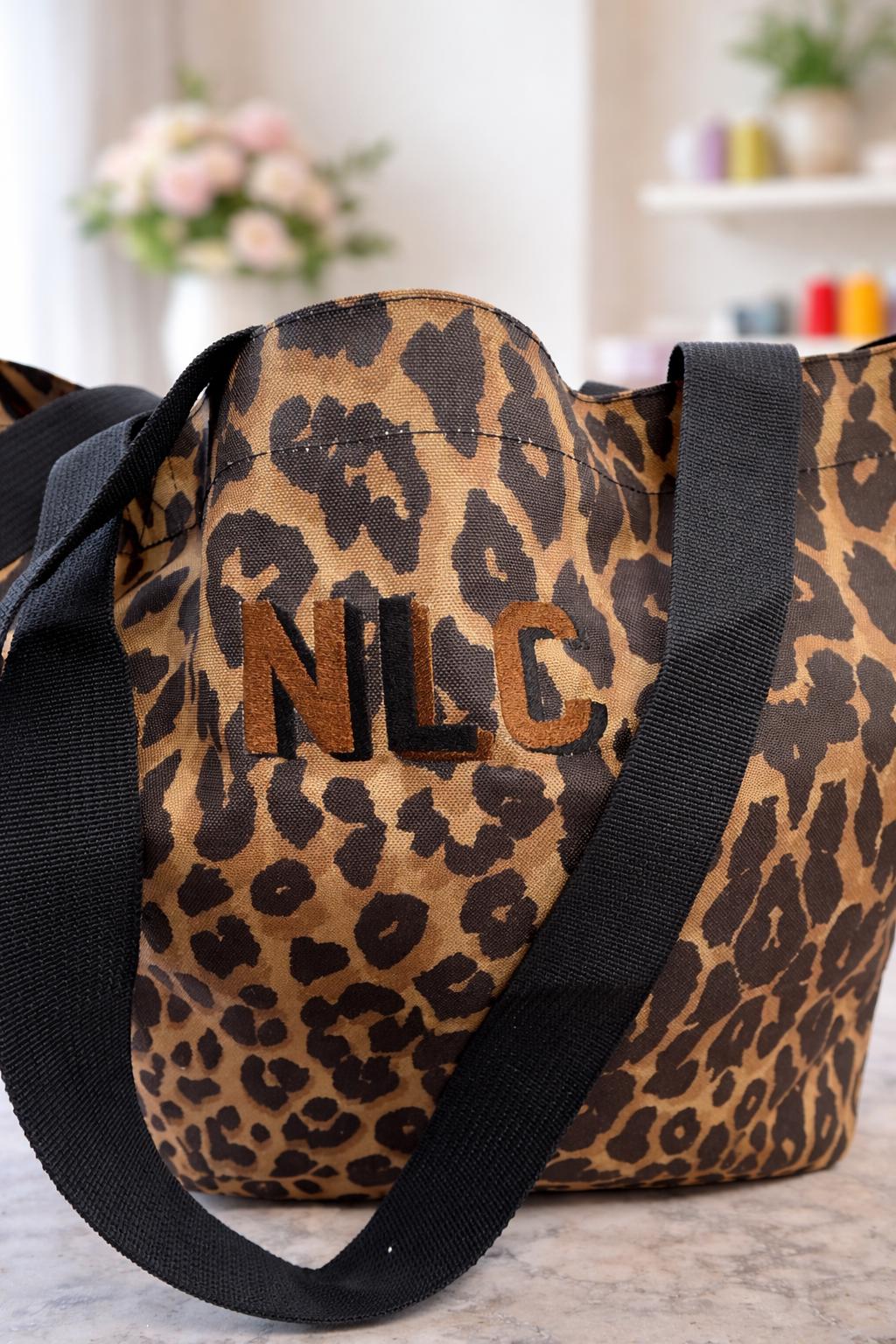 Personalised Leopard Print Tote Bag: Monogrammed Travel Beach Bag