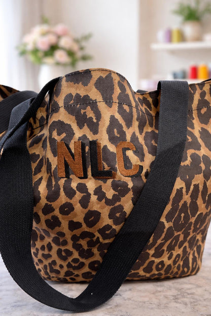 Personalised Leopard Print Tote Bag: Monogrammed Travel Beach Bag