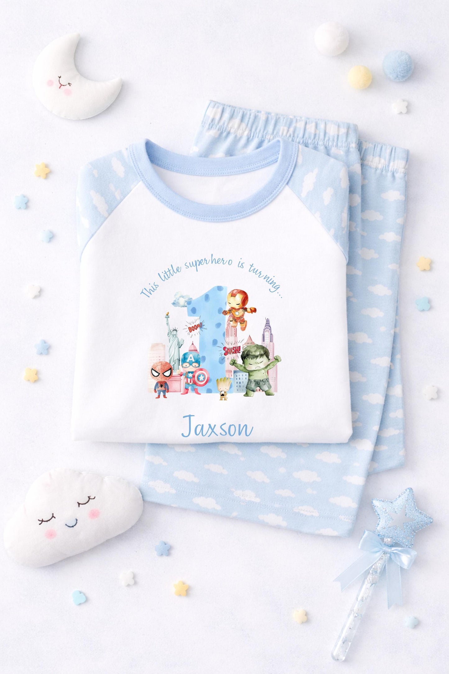 Personalised Superhero Pyjamas, When I wake up I will be one, two, three