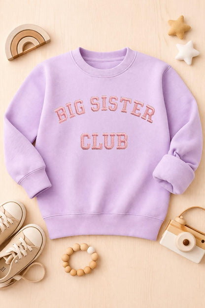 Embroidered Big sister club sweatshirt